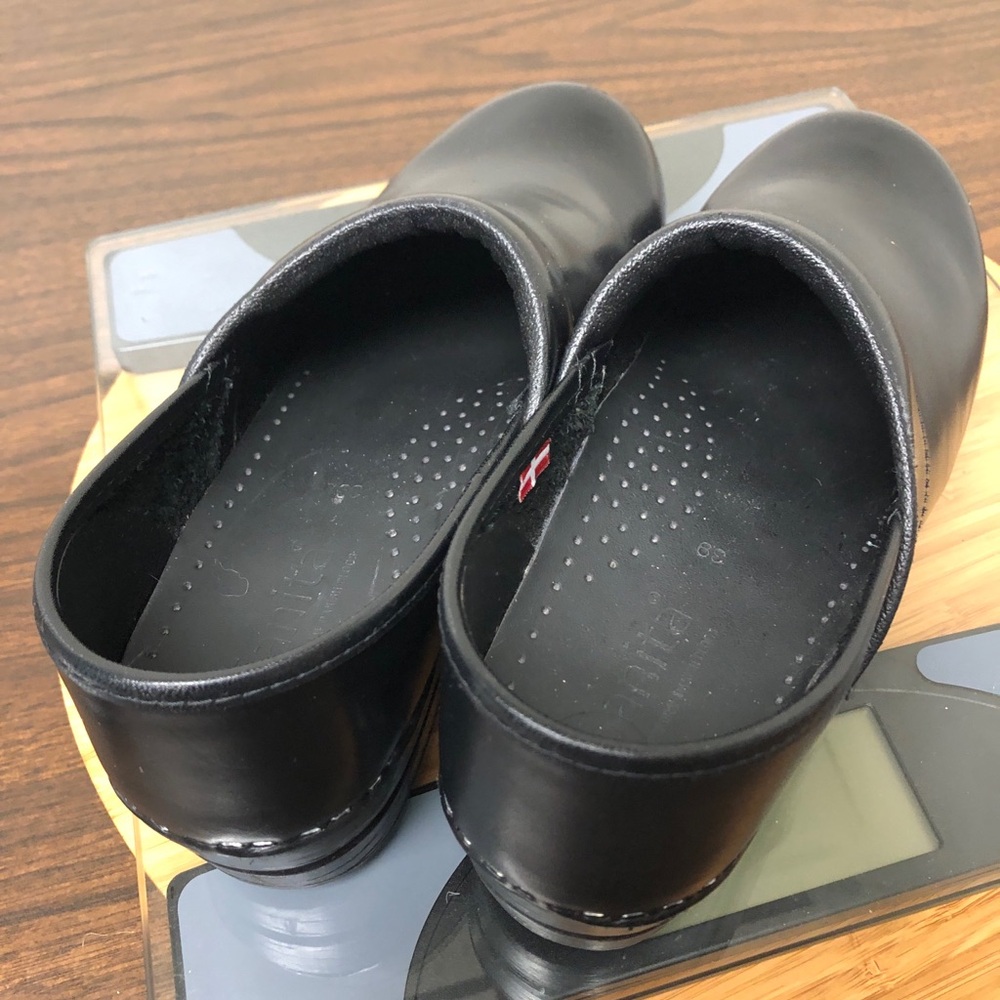 SANITA Original Professional Nursing Work Clogs Danish Black Leather Shoes 39 - Picture 3 of 11